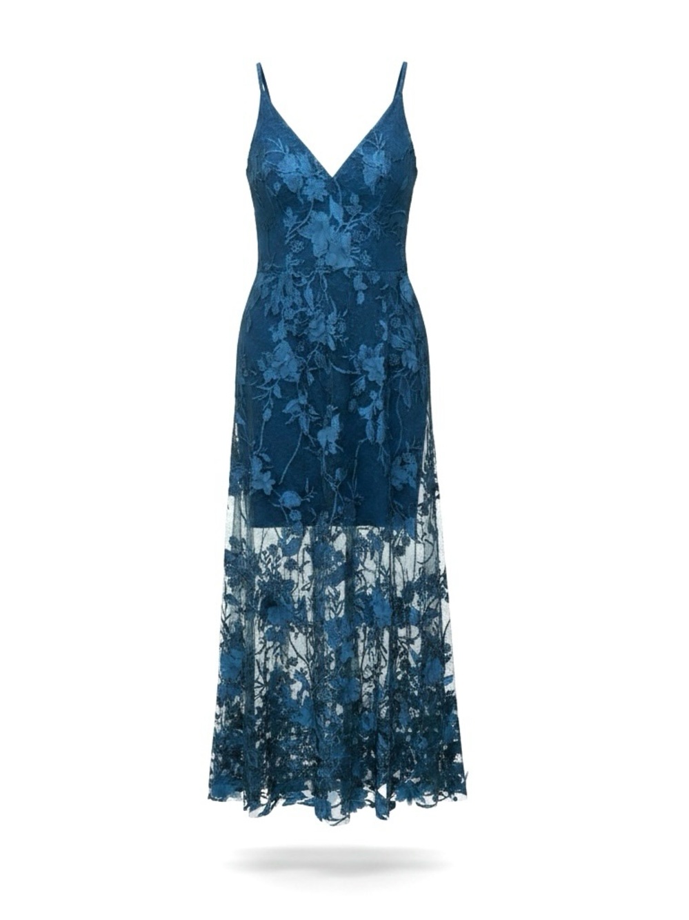 Dress the Population Sidney Gown Peacock Blue 3D Floral Appliqué Maxi Dress M - Picture 6 of 15